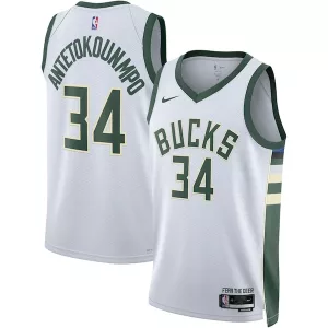 Prestigioso Eccezionale Fantastico Giannis Antetokounmpo Milwaukee Bucks Nike Unisex Swingman Jersey Association Edition White/Hunter Green per i Fan Veri