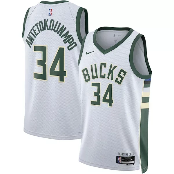 Prestigioso Eccezionale Fantastico Giannis Antetokounmpo Milwaukee Bucks Nike Unisex Swingman Jersey Association Edition White/Hunter Green per i Fan Veri