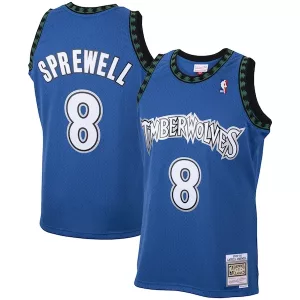 Prestigioso Eccezionale Latrell Sprewell Minnesota Timberwolves 2001/02 Hardwood Classics Swingman Jersey Blue per i Fan Veri