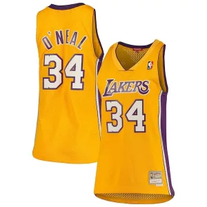 Prestigioso Shaquille O'Neal Los Angeles Lakers Women's 1999/00 Hardwood Classics Swingman Jersey Gold per i Fan Veri