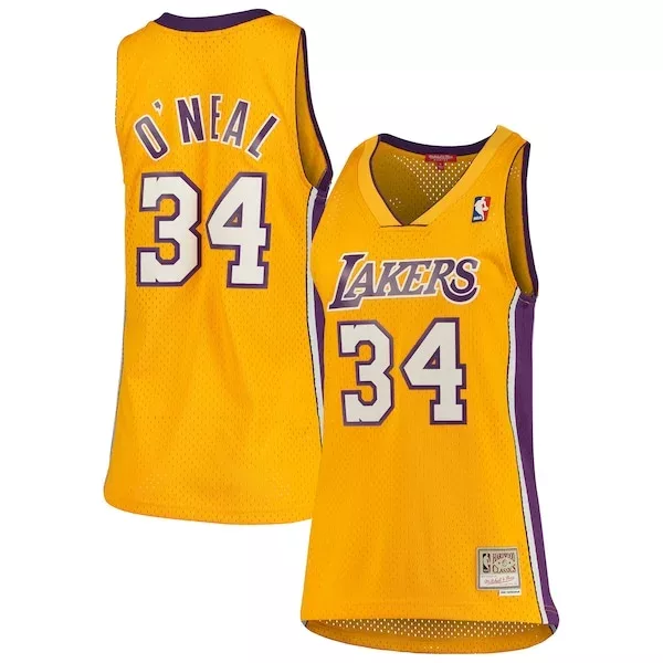 Prestigioso Shaquille O'Neal Los Angeles Lakers Women's 1999/00 Hardwood Classics Swingman Jersey Gold per i Fan Veri