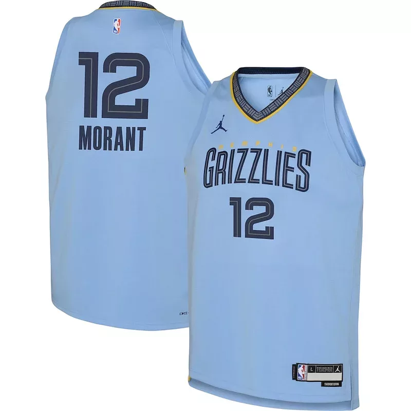 Elegante Versatile Prestigioso Ja Morant Memphis Grizzlies Jordan Brand Youth Swingman Jersey Statement Edition Light Blue per i Fan Veri