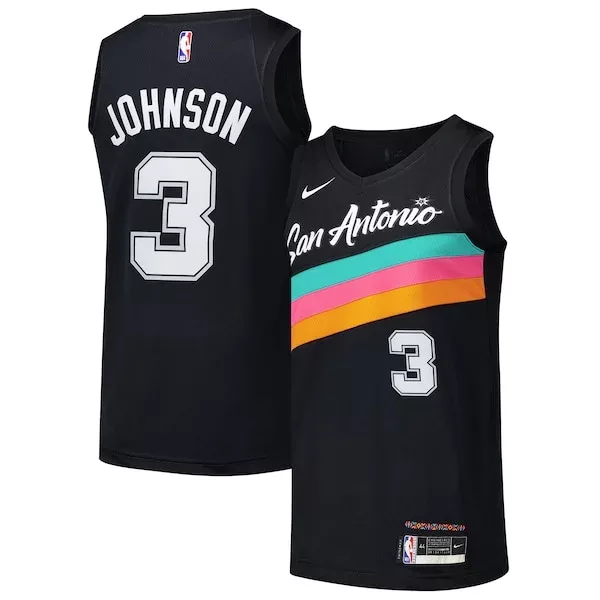 Raffinato Keldon Johnson San Antonio Spurs Nike Swingman Player Jersey City Edition Black per i Fan Veri
