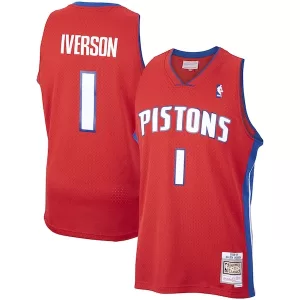 Resistente Allen Iverson Detroit Pistons 2008/09 Hardwood Classics Swingman Jersey Red per i Fan Veri
