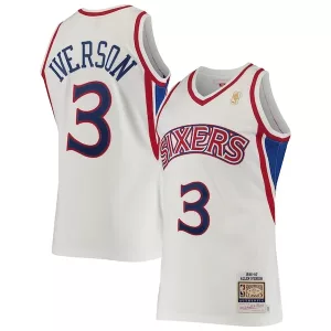 Robusto Allen Iverson Philadelphia 76ers 1996/97 Hardwood Classics Authentic Jersey White per i Fan Veri