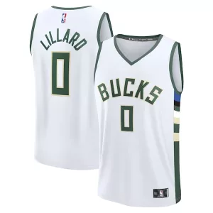 Robusto Damian Lillard Milwaukee Bucks Fast Break Replica Player Jersey Association Edition White per i Fan Veri