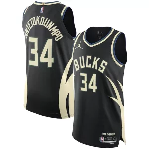 Robusto Delizioso Giannis Antetokounmpo Milwaukee Bucks Jordan Brand Authentic Player Jersey Statement Edition Black per i Fan Veri