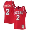 Robusto Elegante Accattivante Moses Malone Philadelphia 76ers 1982/83 Hardwood Classics NBA 75th Anniversary Diamond Swingman Jersey Red per i Fan Veri
