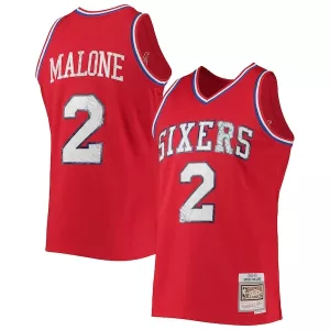 Robusto Elegante Accattivante Moses Malone Philadelphia 76ers 1982/83 Hardwood Classics NBA 75th Anniversary Diamond Swingman Jersey Red per i Fan Veri
