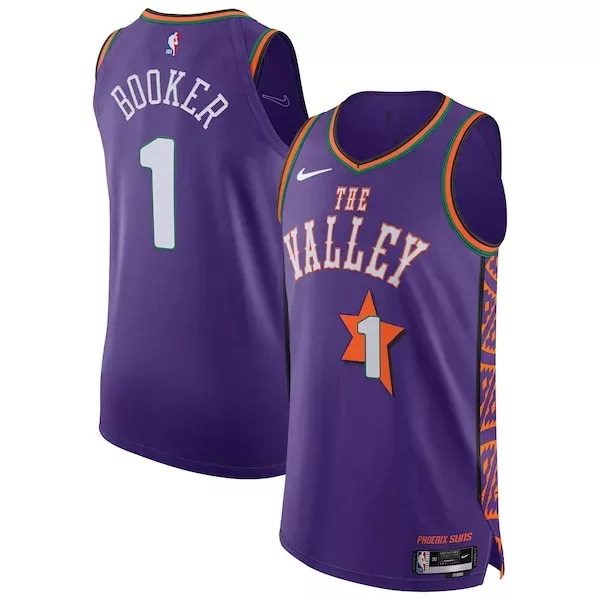Sofisticato Devin Booker Phoenix Suns Nike 2024/25 Authentic Player Jersey City Edition Purple per i Fan Veri