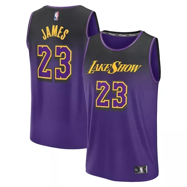 Sofisticato LeBron James Los Angeles Lakers Youth 2024/25 Fast Break Player Jersey City Edition Purple per i Fan Veri