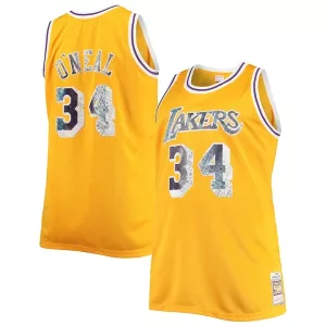 Splendido Elegante Duraturo Shaquille O'Neal Los Angeles Lakers Big & Tall 1996 97 NBA 75th Anniversary Diamond Swingman Jersey Gold per i Fan Veri