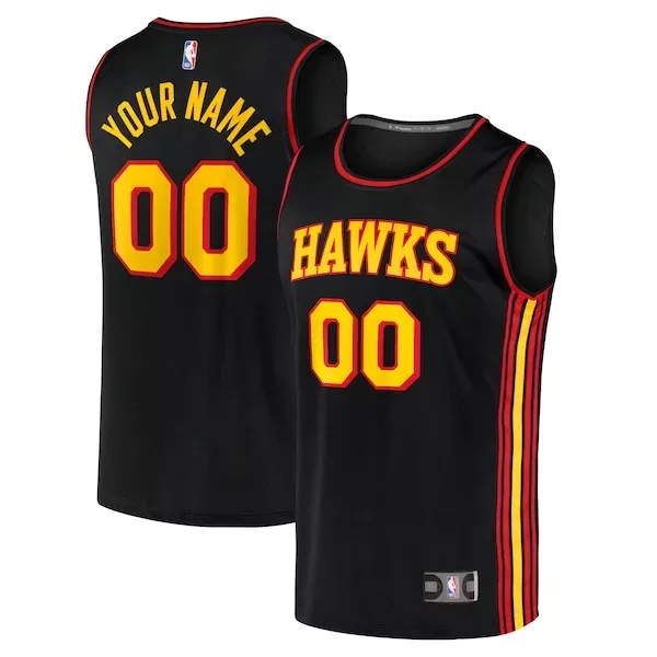 Splendido Prestigioso Delizioso Atlanta Hawks Youth Custom Fast Break Replica Jersey Black Statement Edition per i Fan Veri