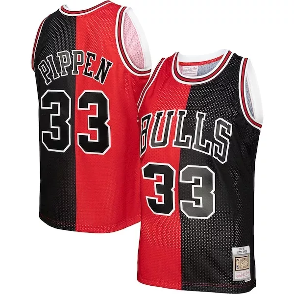 Splendido Robusto Cool Scottie Pippen Chicago Bulls Hardwood Classics 1997/98 Split Swingman Jersey Red/Black per i Fan Veri