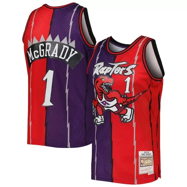 Splendido Stupendo Trendy Tracy McGrady Toronto Raptors Hardwood Classics 1998/99 Split Swingman Jersey Purple/Red per i Fan Veri