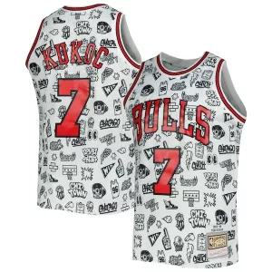 Stupendo Incantevole Toni Kukoc Chicago Bulls 1997/98 Hardwood Classics Doodle Swingman Jersey White per i Fan Veri