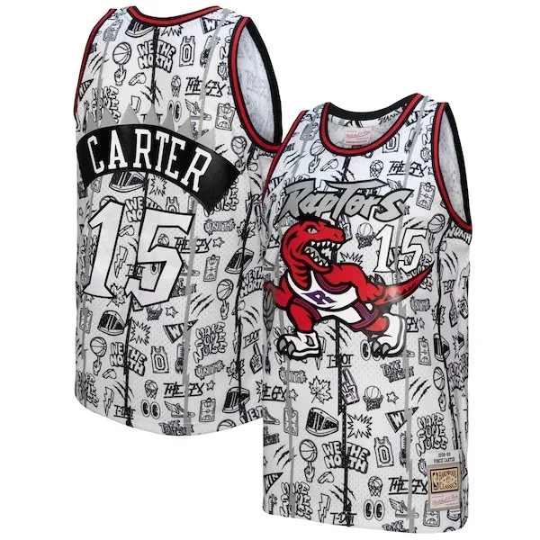 Trendy Raffinato Cool Vince Carter Toronto Raptors 1998/99 Swingman Jersey White per i Fan Veri