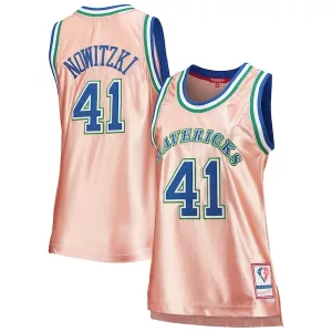 Versatile Accattivante Splendido Dirk Nowitzki Dallas Mavericks Women's 75th Anniversary Rose Gold 1998 Swingman Jersey Pink per i Fan Veri