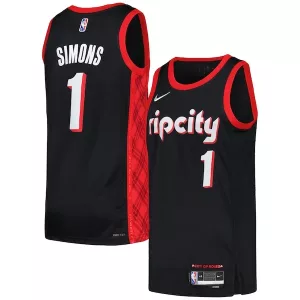Versatile Anfernee Simons Portland Trail Blazers Nike Swingman Player Jersey City Edition Black/Red per i Fan Veri
