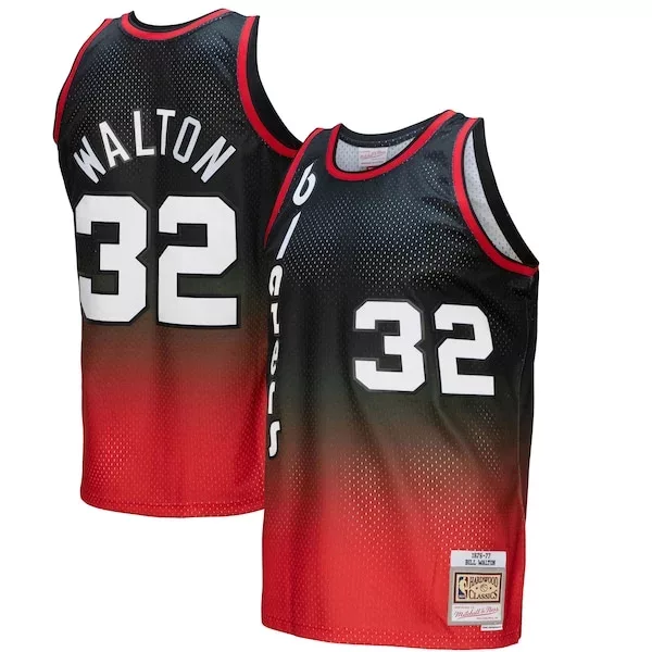 Versatile Bill Walton Portland Trail Blazers 1976/77 Hardwood Classics Fadeaway Swingman Player Jersey Red/Black per i Fan Veri