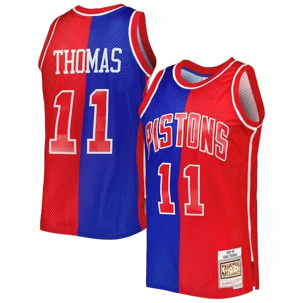 Versatile Carino Raffinato Isiah Thomas Isiah Thomas Hardwood Classics 1988/89 Split Swingman Jersey Blue/Red per i Fan Veri