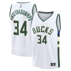 Ottimo Comodo Fascinante Giannis Antetokounmpo Milwaukee Bucks Fast Break Replica Player Jersey Association Edition White per i Fan Veri