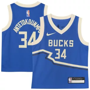 Prestigioso Robusto Moderno Giannis Antetokounmpo Milwaukee Bucks Nike Toddler 2024/25 Swingman Player Jersey City Edition Royal per i Fan Veri