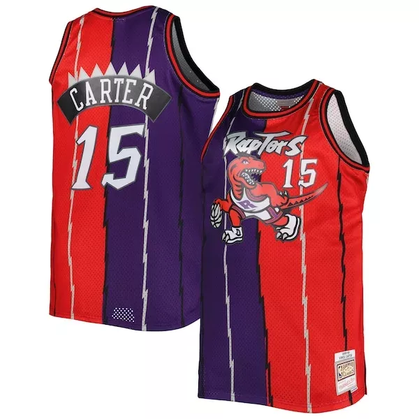 Versatile Vince Carter Toronto Raptors Big & Tall Hardwood Classics 1998/99 Split Swingman Jersey Purple/Red per i Fan Veri