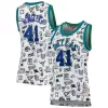 Accattivante Resistente Attraente Dirk Nowitzki Dallas Mavericks Women's 1998 Doodle Swingman Jersey White per i Fan Veri