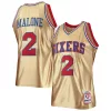 Attraente Carino Moses Malone Philadelphia 76ers 75th Anniversary 1982/83 Hardwood Classics Swingman Jersey Gold per i Fan Veri