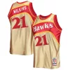 Attraente Ottimo Resistente Dominique Wilkins Atlanta Hawks 75th Anniversary 1986/87 Hardwood Classics Swingman Jersey Gold per i Fan Veri