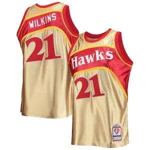 Attraente Ottimo Resistente Dominique Wilkins Atlanta Hawks 75th Anniversary 1986/87 Hardwood Classics Swingman Jersey Gold per i Fan Veri