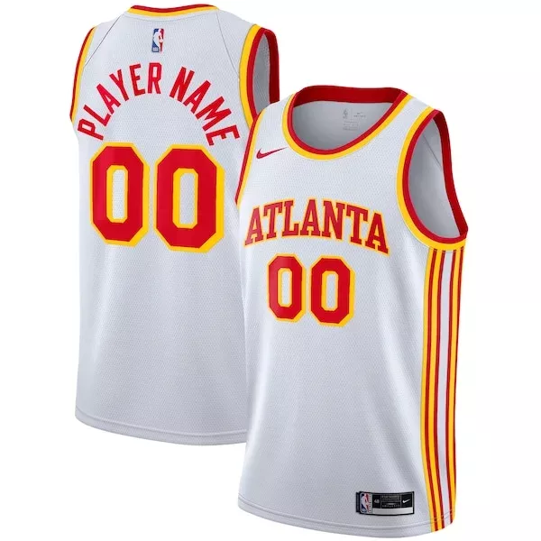 Bellissimo Duraturo Attraente Atlanta Hawks Nike 2020/21 Swingman Custom Jersey Association Edition White per i Fan Veri
