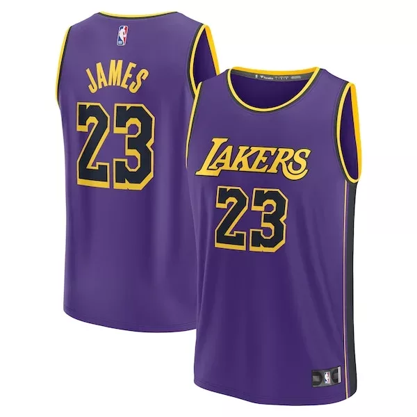 Bellissimo Moderno LeBron James Los Angeles Lakers Youth Fast Break Replica Player Jersey Statement Edition Purple per i Fan Veri