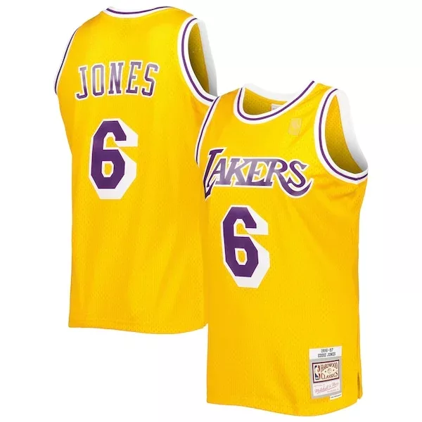 Carino Eddie Jones Los Angeles Lakers 1996/97 Hardwood Classics Swingman Jersey Gold per i Fan Veri