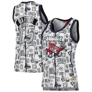 Carino Vince Carter Toronto Raptors Women's 1998 Doodle Swingman Jersey White per i Fan Veri