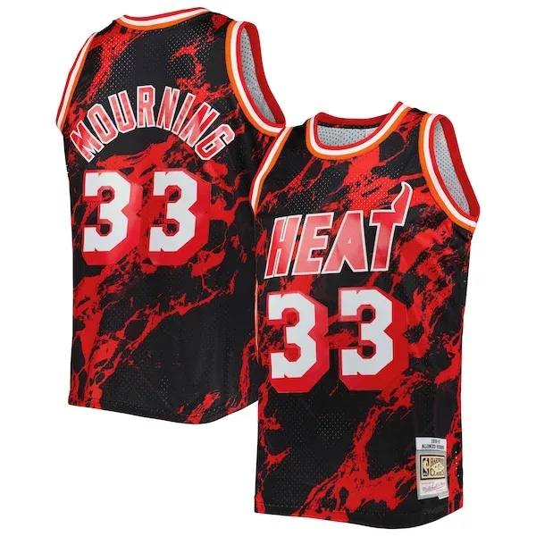 Classico Alonzo Mourning Miami Heat 1996/97 Hardwood Classics Marble Swingman Jersey Black per i Fan Veri