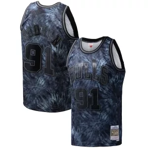 Classico Gorgeous Dennis Rodman Chicago Bulls Hardwood Classics 1995/96 Tie Dye Swingman Jersey Black per i Fan Veri