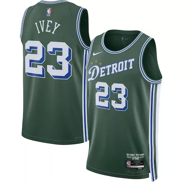 Classico Jaden Ivey Detroit Pistons Nike 2022/23 Swingman Jersey City Edition Green per i Fan Veri