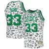 Comodo Larry Bird Boston Celtics 1985/86 Hardwood Classics Doodle Swingman Jersey White per i Fan Veri