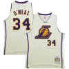 Delizioso Magnifico Prestigioso Shaquille O'Neal Los Angeles Lakers Chainstitch Swingman Jersey Cream per i Fan Veri