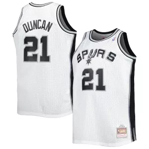 Delizioso Pratico Attraente Tim Duncan San Antonio Spurs Big & Tall Hardwood Classics 1998/99 Swingman Jersey White/Black per i Fan Veri