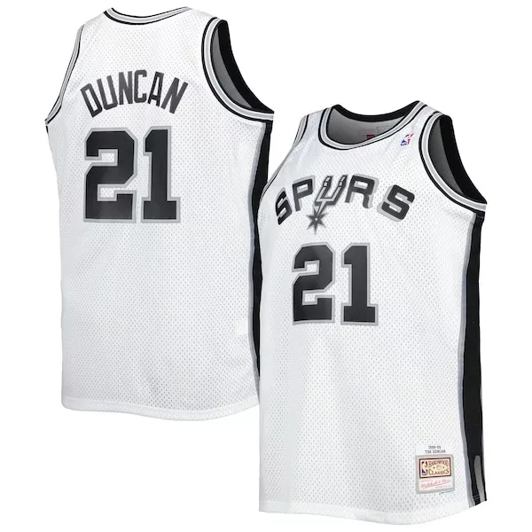 Delizioso Pratico Attraente Tim Duncan San Antonio Spurs Big & Tall Hardwood Classics 1998/99 Swingman Jersey White/Black per i Fan Veri