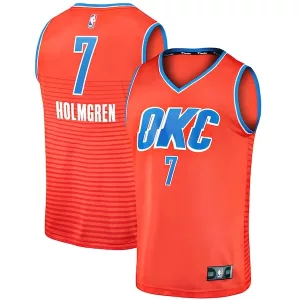 Delizioso Resistente Gorgeous Chet Holmgren Oklahoma City Thunder Fast Break Replica Player Jersey Statement Edition Orange per i Fan Veri