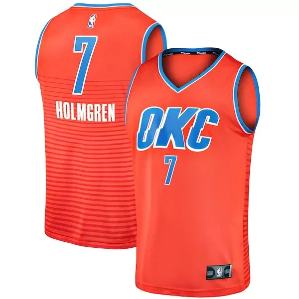 Delizioso Resistente Gorgeous Chet Holmgren Oklahoma City Thunder Fast Break Replica Player Jersey Statement Edition Orange per i Fan Veri