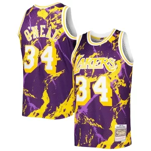 Delizioso Shaquille O'Neal Los Angeles Lakers 1996/97 Hardwood Classics Marble Swingman Jersey Purple per i Fan Veri