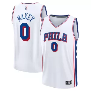 Duraturo Pratico Stupendo Tyrese Maxey Philadelphia 76ers Youth Fast Break Replica Player Jersey Association Edition White per i Fan Veri
