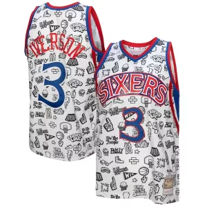 Eccezionale Elegante Allen Iverson Philadelphia 76ers 1996/97 Swingman Jersey White per i Fan Veri