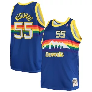 Elegante Attraente Dikembe Mutombo Denver Nuggets 1991/92 Big & Tall Hardwood Classics Swingman Jersey Royal per i Fan Veri