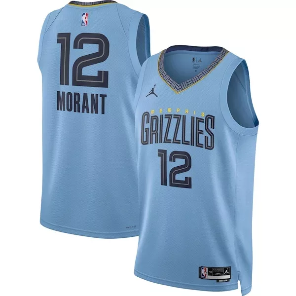 Elegante Comodo Ja Morant Memphis Grizzlies Jordan Brand Unisex Swingman Jersey Statement Edition Light Blue per i Fan Veri